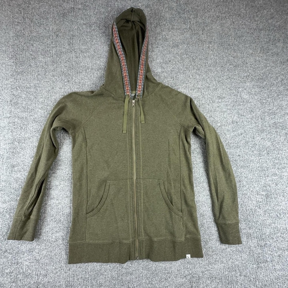 Eddie Bauer Hoodie Sweatshirt Womens Small Green Full Zip Knit Raglan Casual